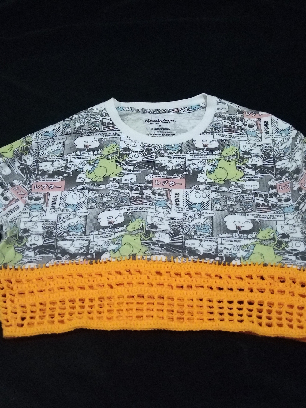 Hand Crocheted M Rugrats Graphic Cropped Tee